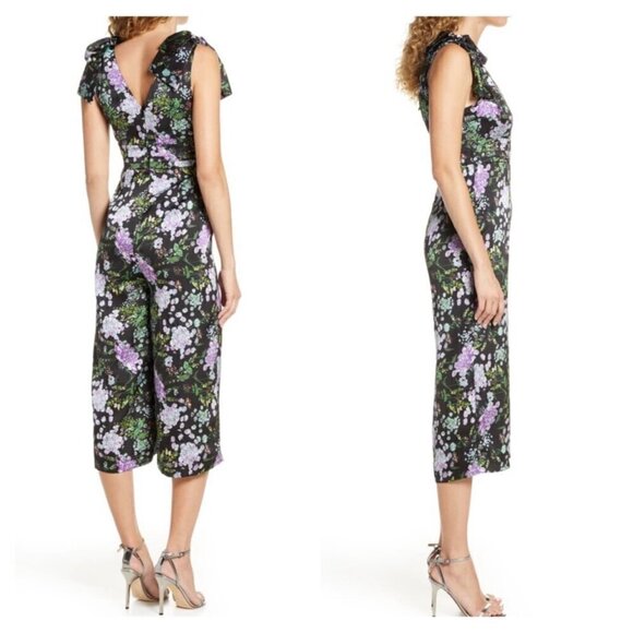 FOXIEDOX Anthropologie NWT $145 Wild Floral Boho Print Cropped Leg Jumpsuit Med - Picture 10 of 13